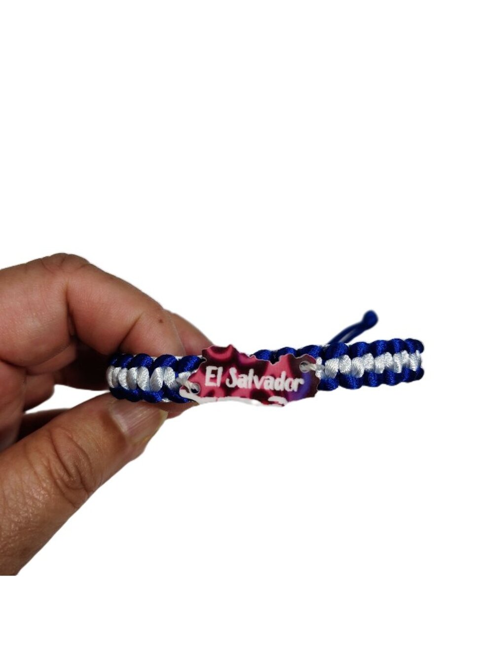 El Salvador Adjustable Blue & White Woven Bracelet With Flag Accent